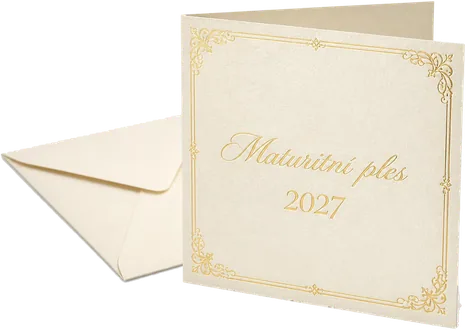 Pozvánka na maturitní ples se zlatou ražbou